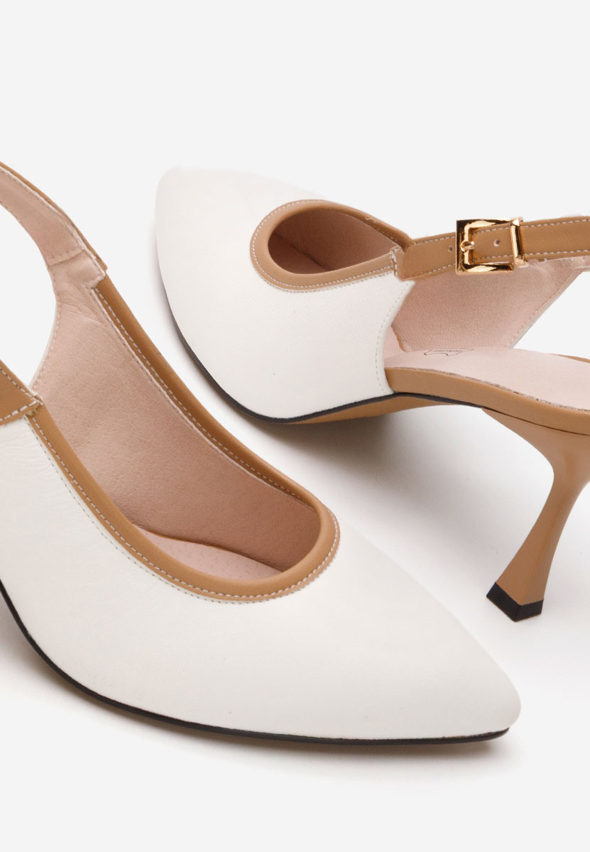 Pantofi slingback Lessy V2 albi