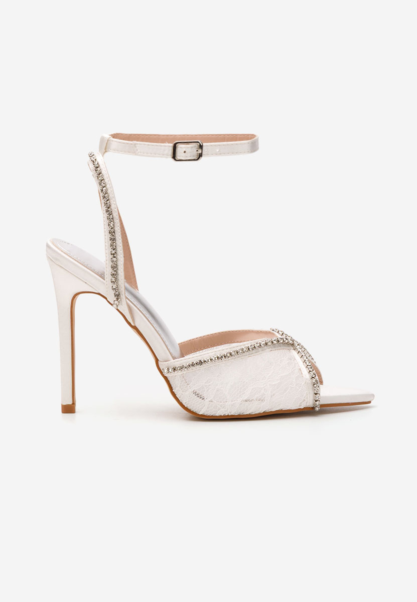 Sandale elegante cu toc Marilia albe
