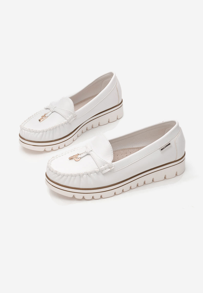 Mocasini dama Adrianne albi