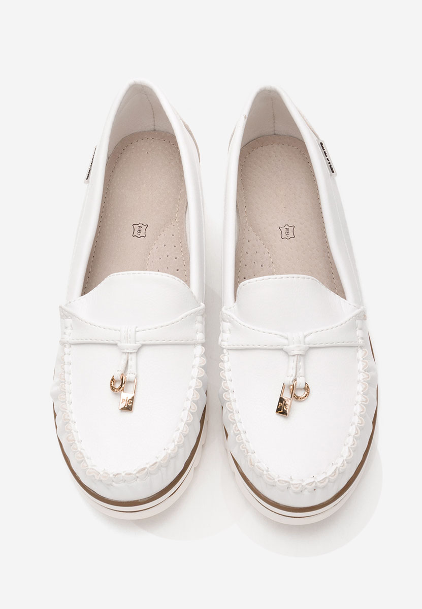 Mocasini dama Adrianne albi