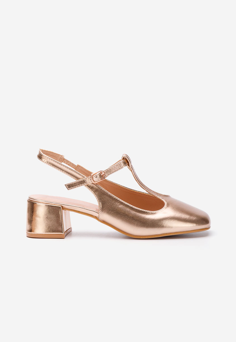 Pantofi cu toc gros Beatrina V2 champagne