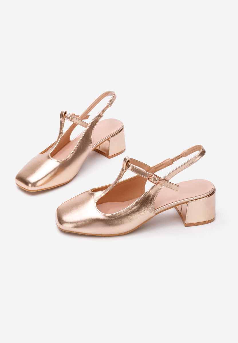 Pantofi cu toc gros Beatrina V2 champagne
