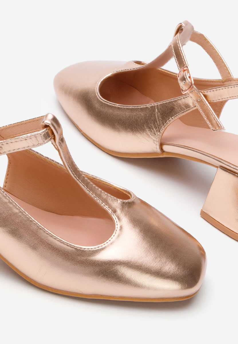 Pantofi cu toc gros Beatrina V2 champagne