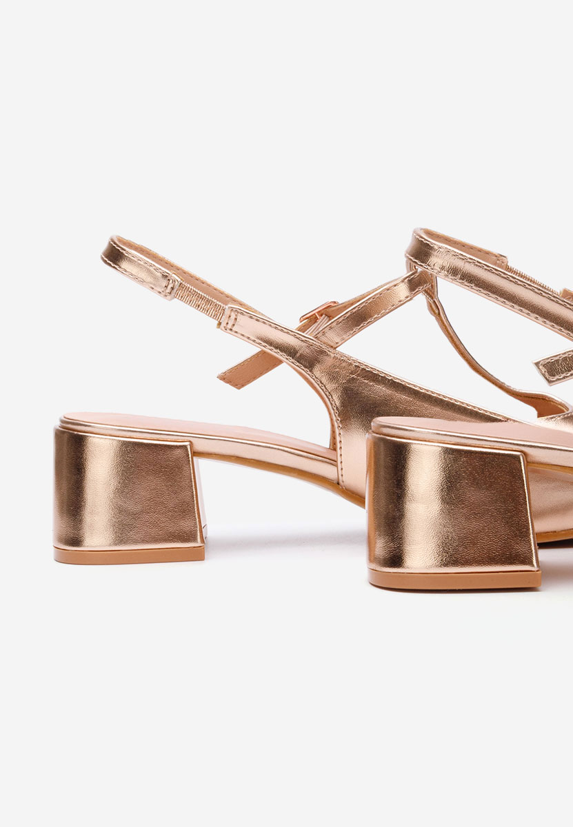 Pantofi cu toc gros Beatrina V2 champagne