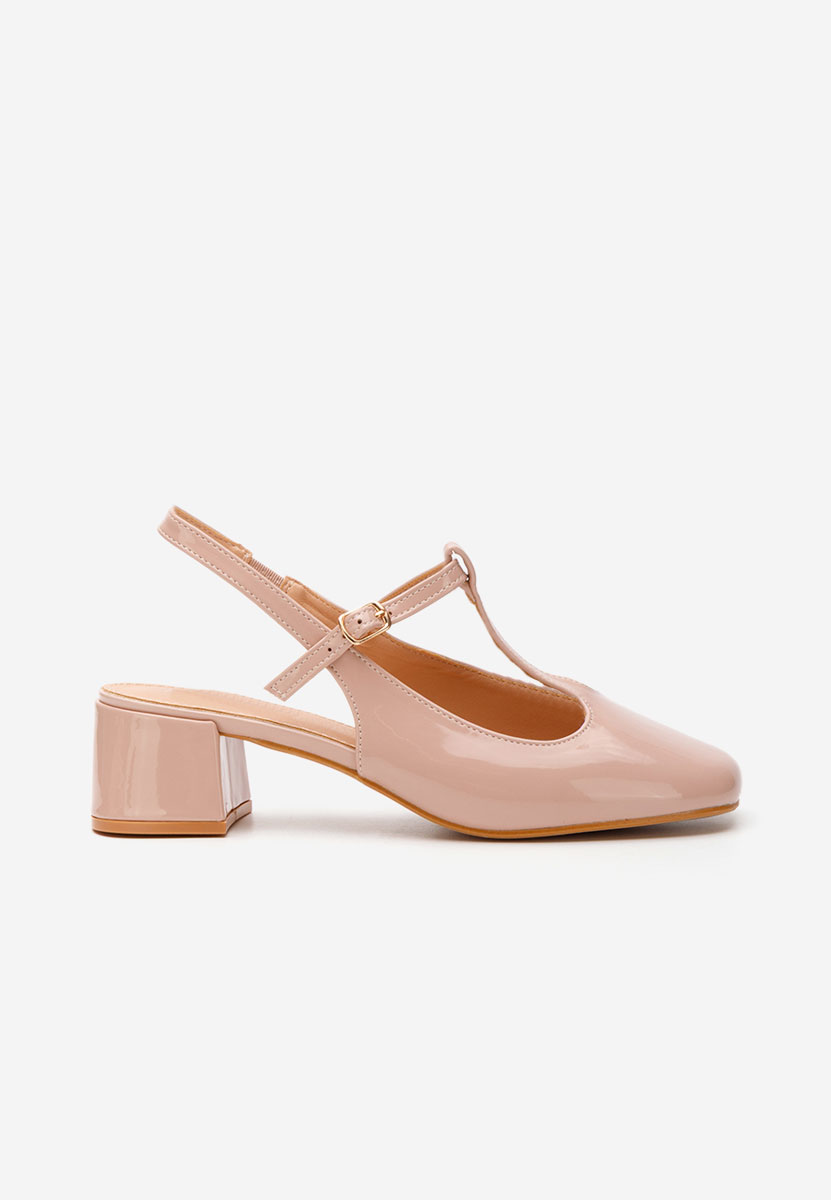 Pantofi cu toc gros Beatrina bej