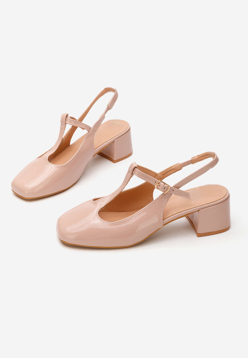 Pantofi cu toc gros Beatrina bej