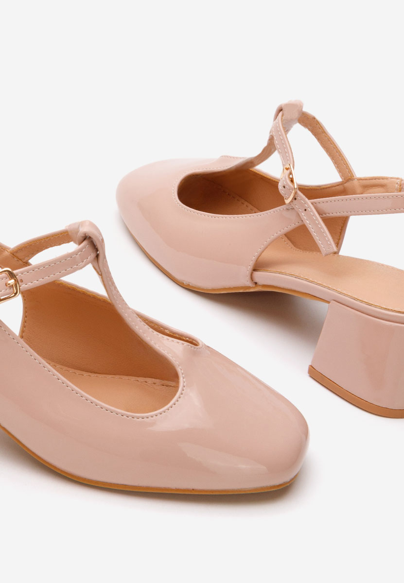 Pantofi cu toc gros Beatrina bej