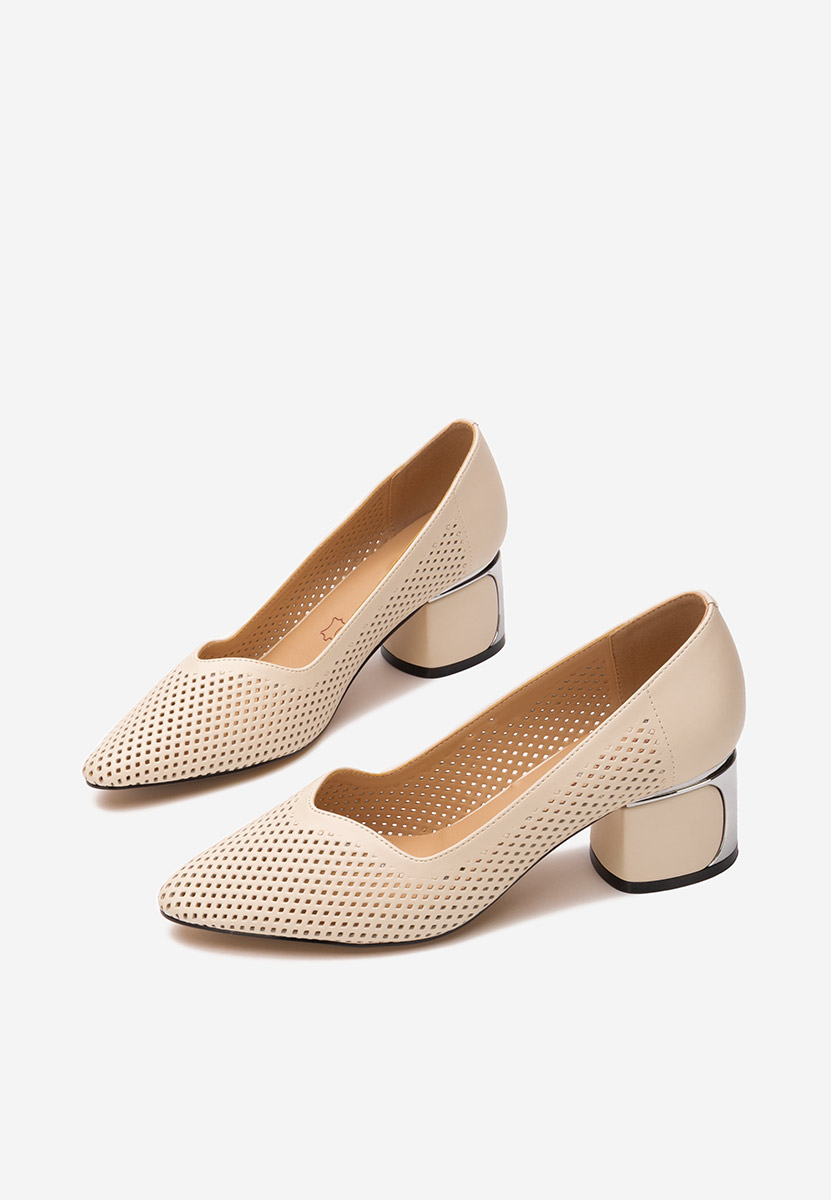 Pantofi cu toc gros Ariael V2 bej
