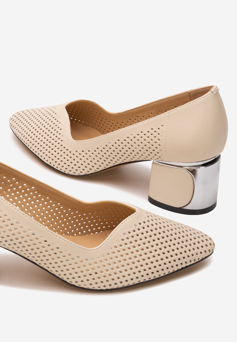 Pantofi cu toc gros Ariael V2 bej