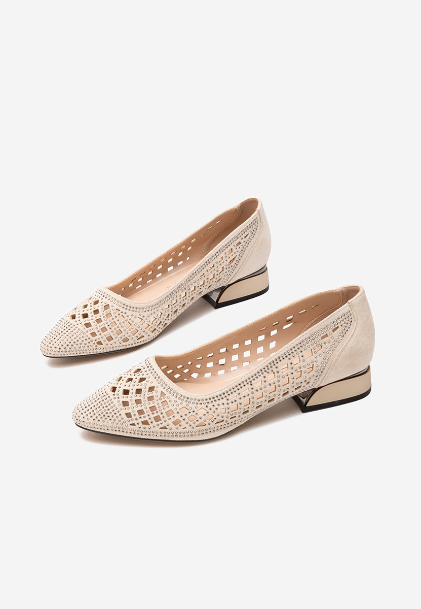 Pantofi cu toc mic Impulse bej