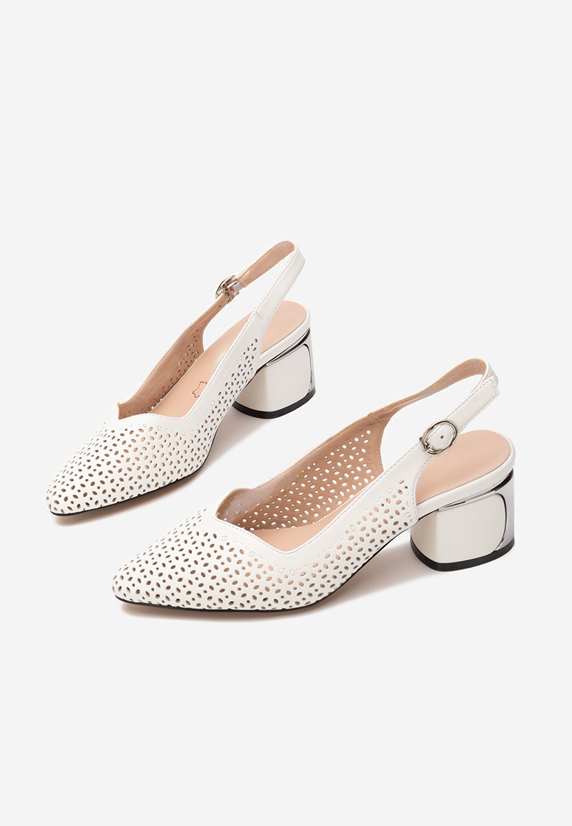 Pantofi slingback Teneres albi