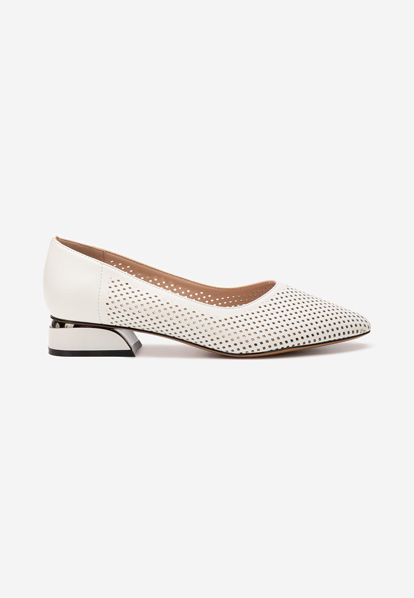 Pantofi cu toc mic Donya albi