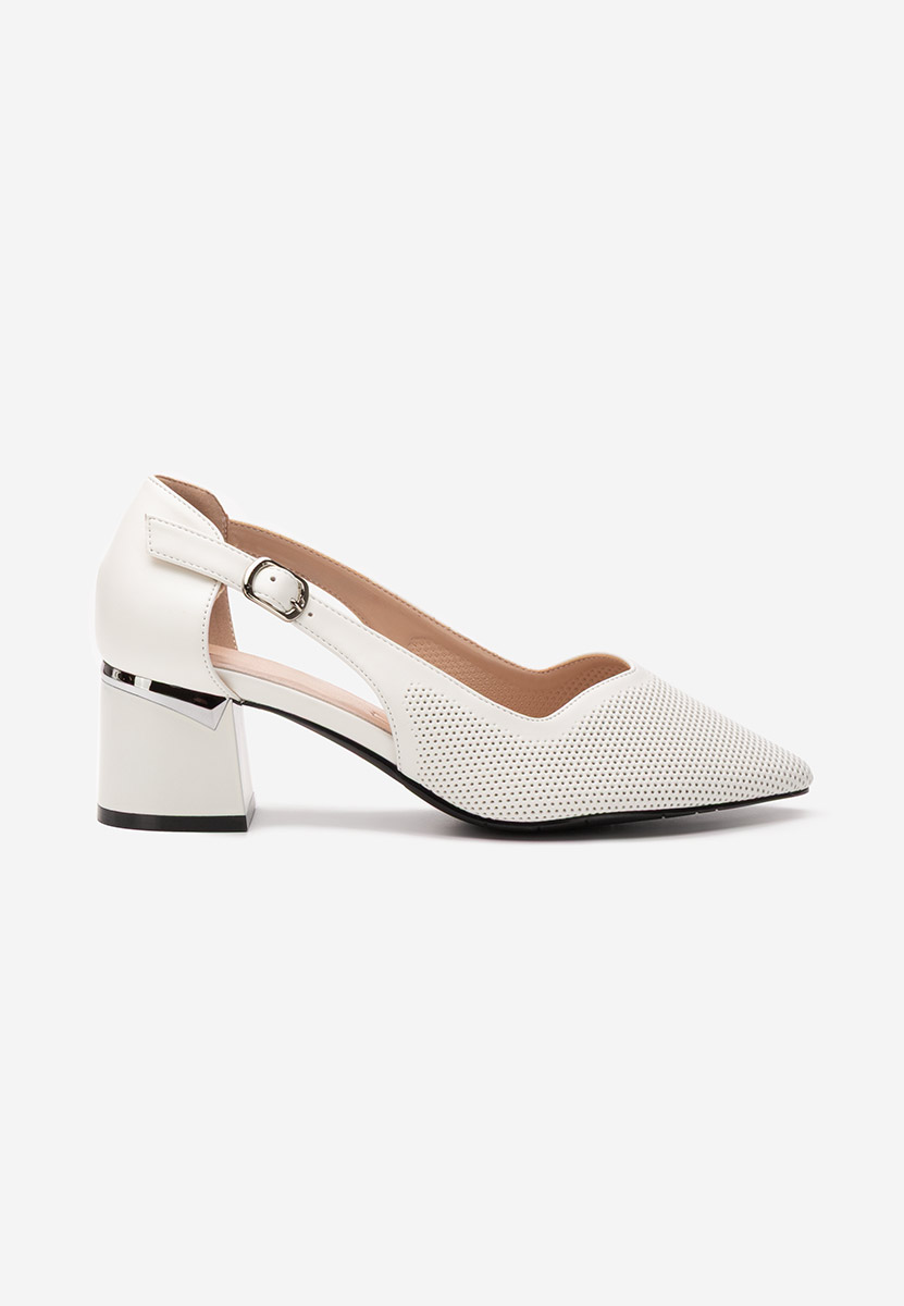 Pantofi cu toc gros Jodee albi