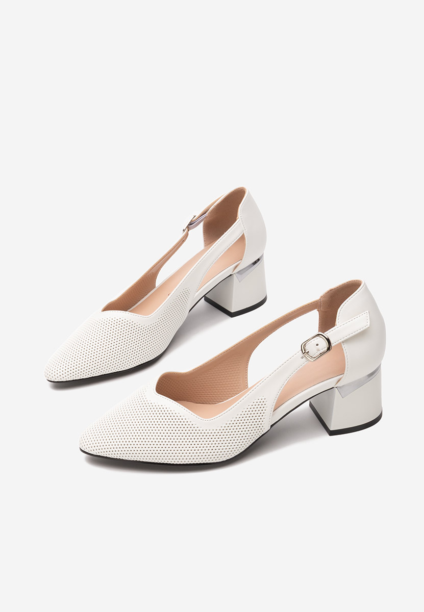 Pantofi cu toc gros Jodee albi