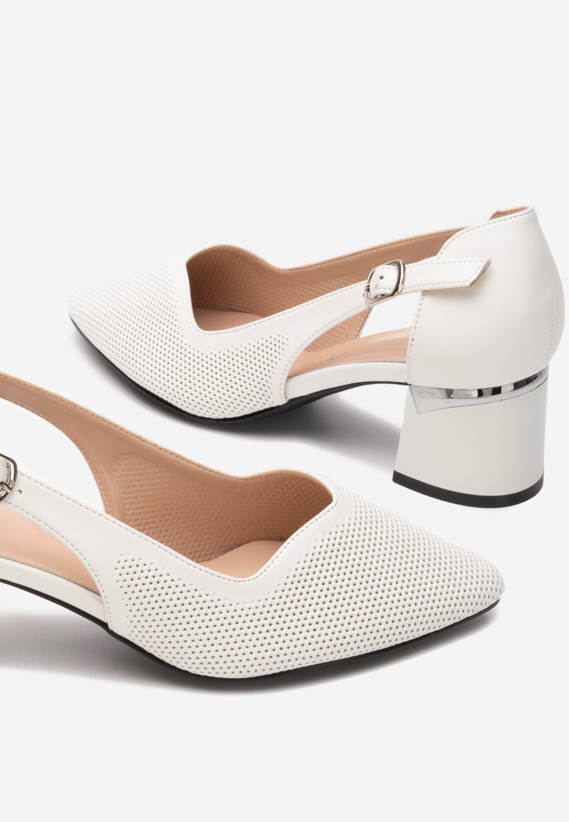 Pantofi cu toc gros Jodee albi