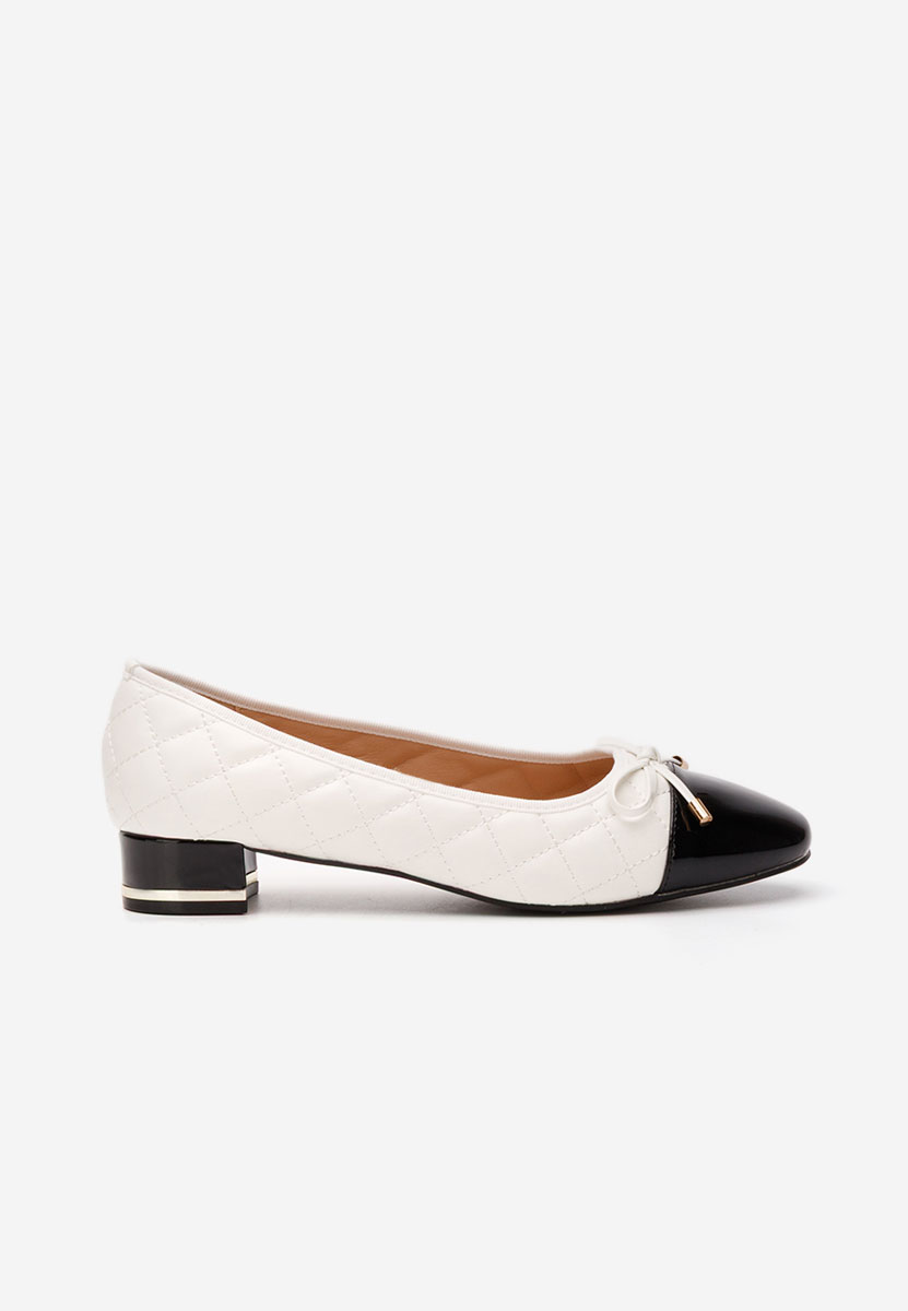 Pantofi cu toc mic Toya albi