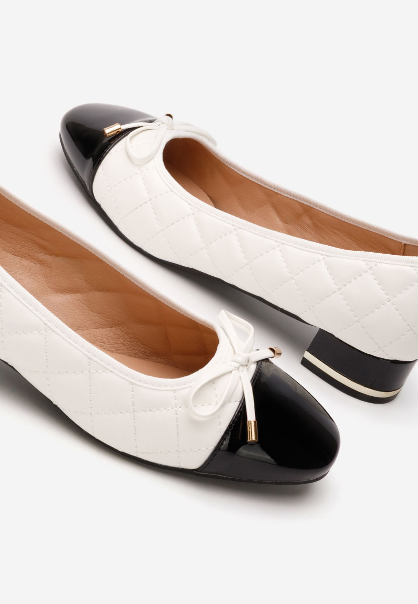 Pantofi cu toc mic Toya albi