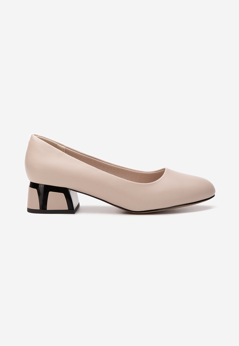 Pantofi cu toc gros Melinia bej