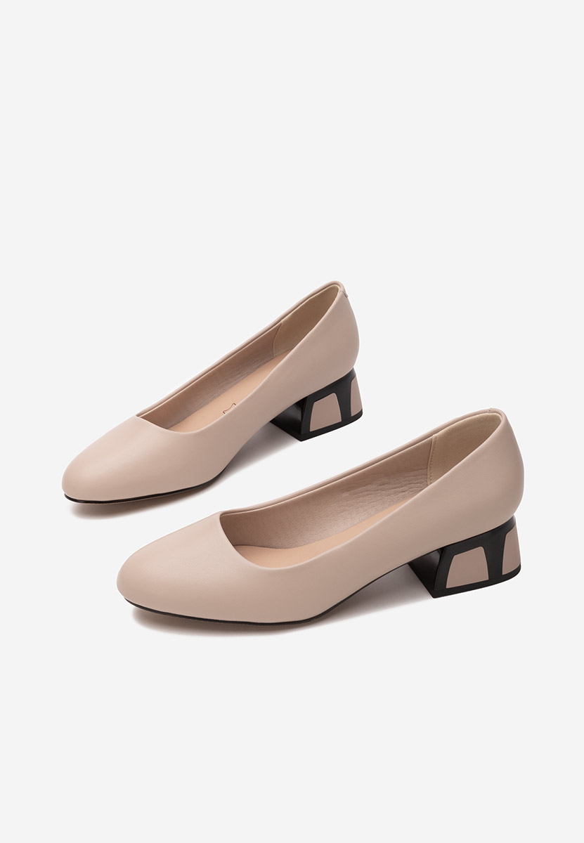 Pantofi cu toc gros Melinia bej