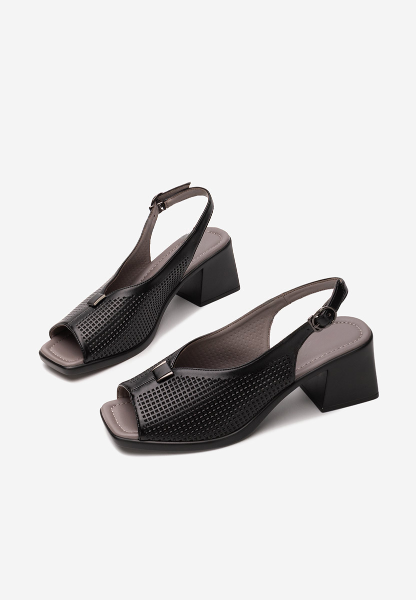 Sandale cu toc gros Pennie negre