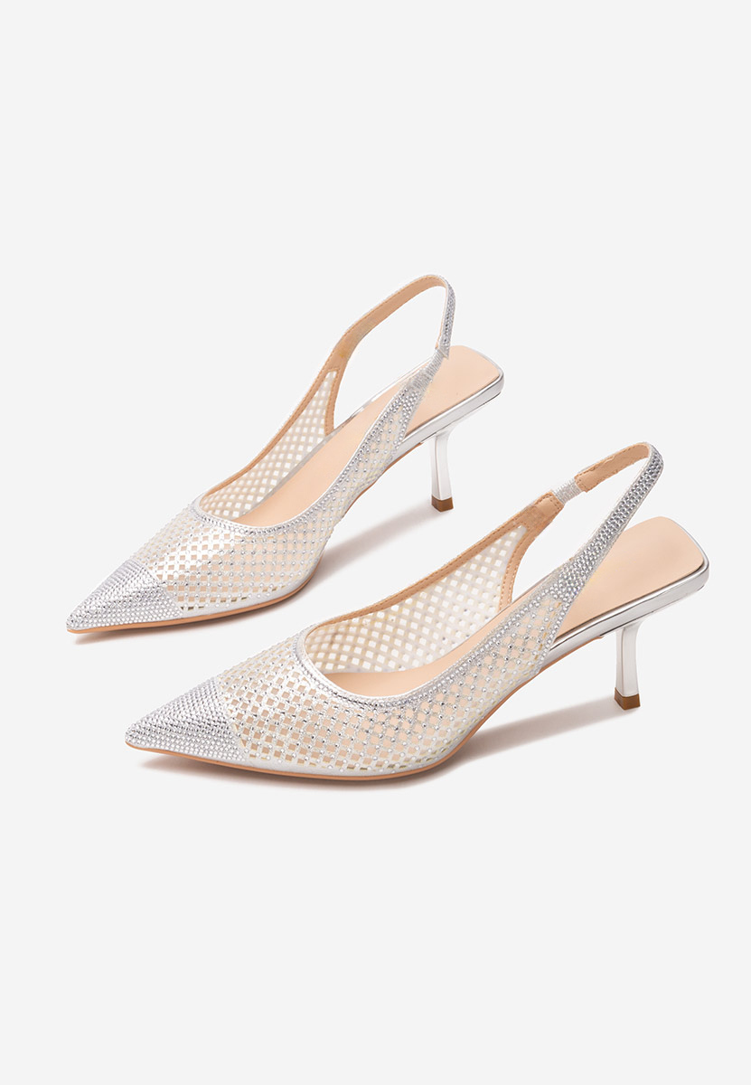 Pantofi slingback Terrela argintii