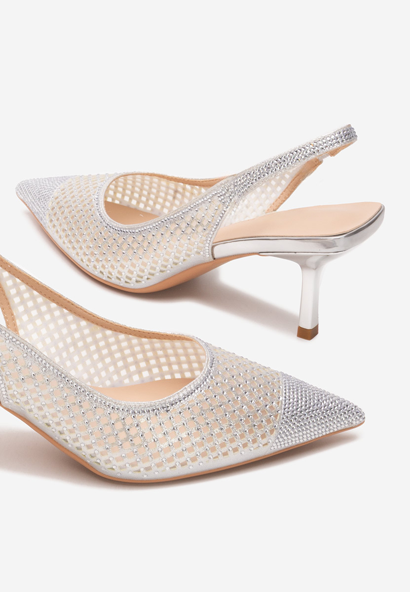Pantofi slingback Terrela argintii