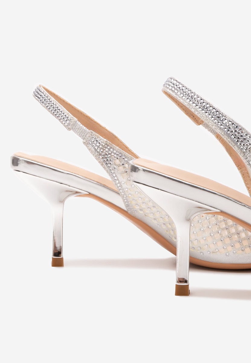 Pantofi slingback Terrela argintii