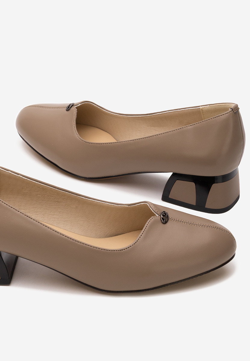 Pantofi cu toc gros Renea maro