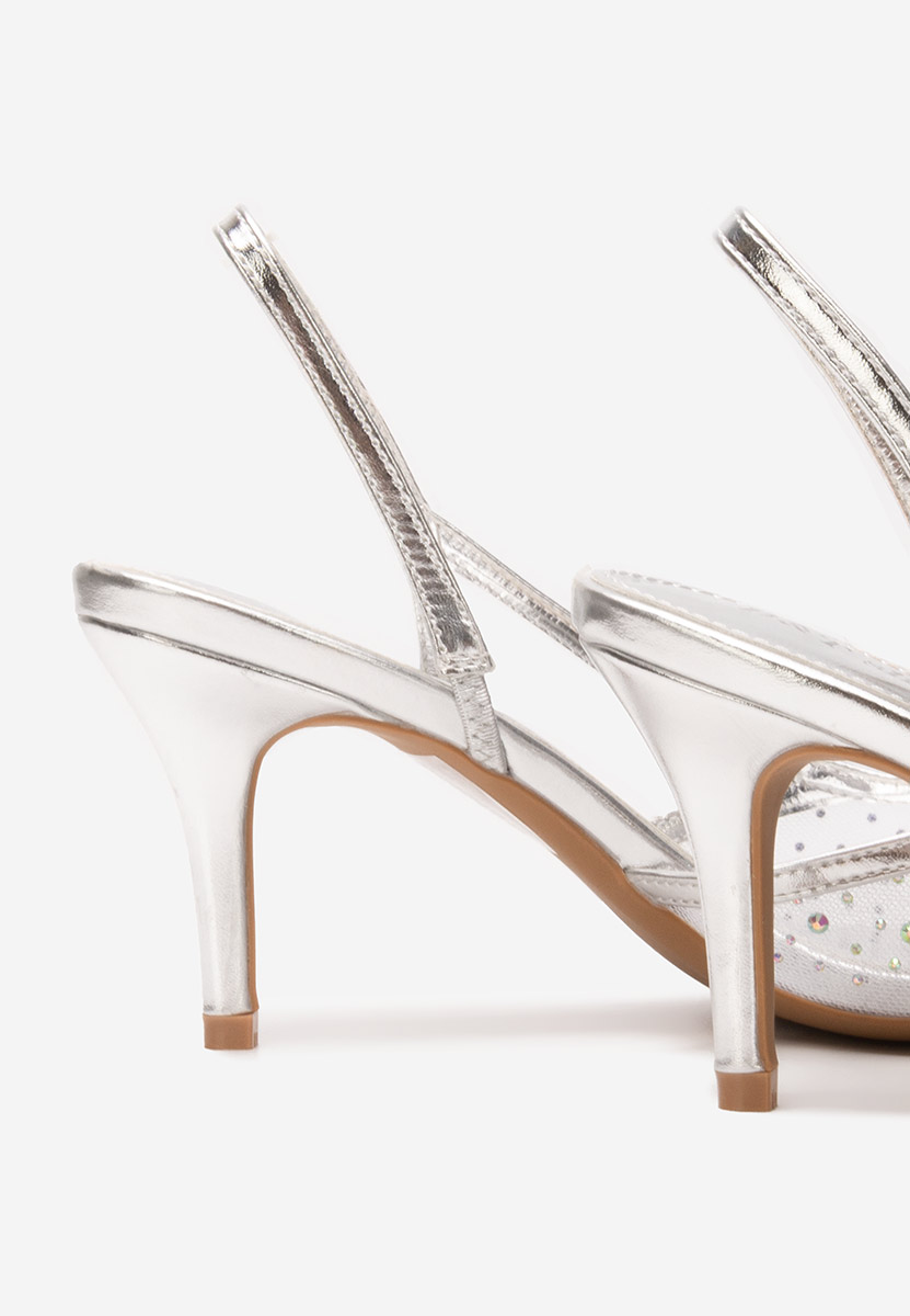 Pantofi stiletto slingback Desa argintii