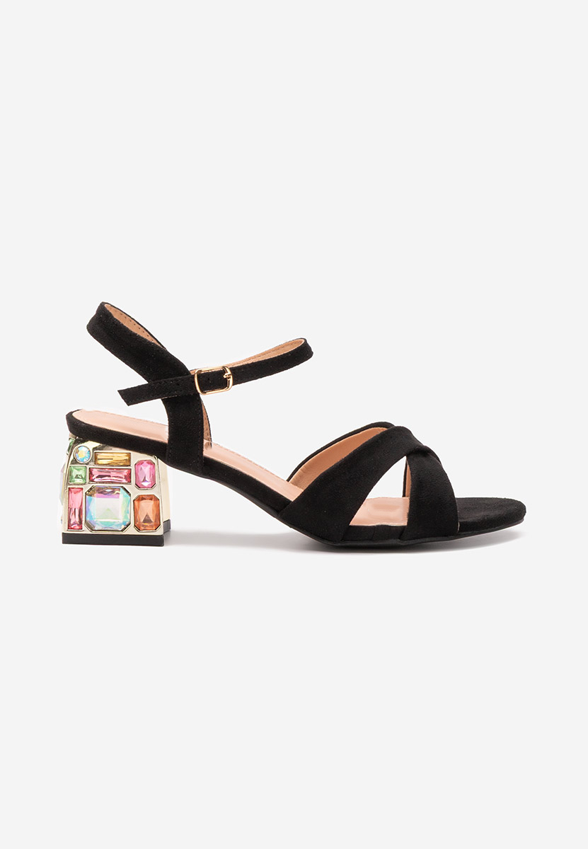 Sandale cu toc gros Susia negre