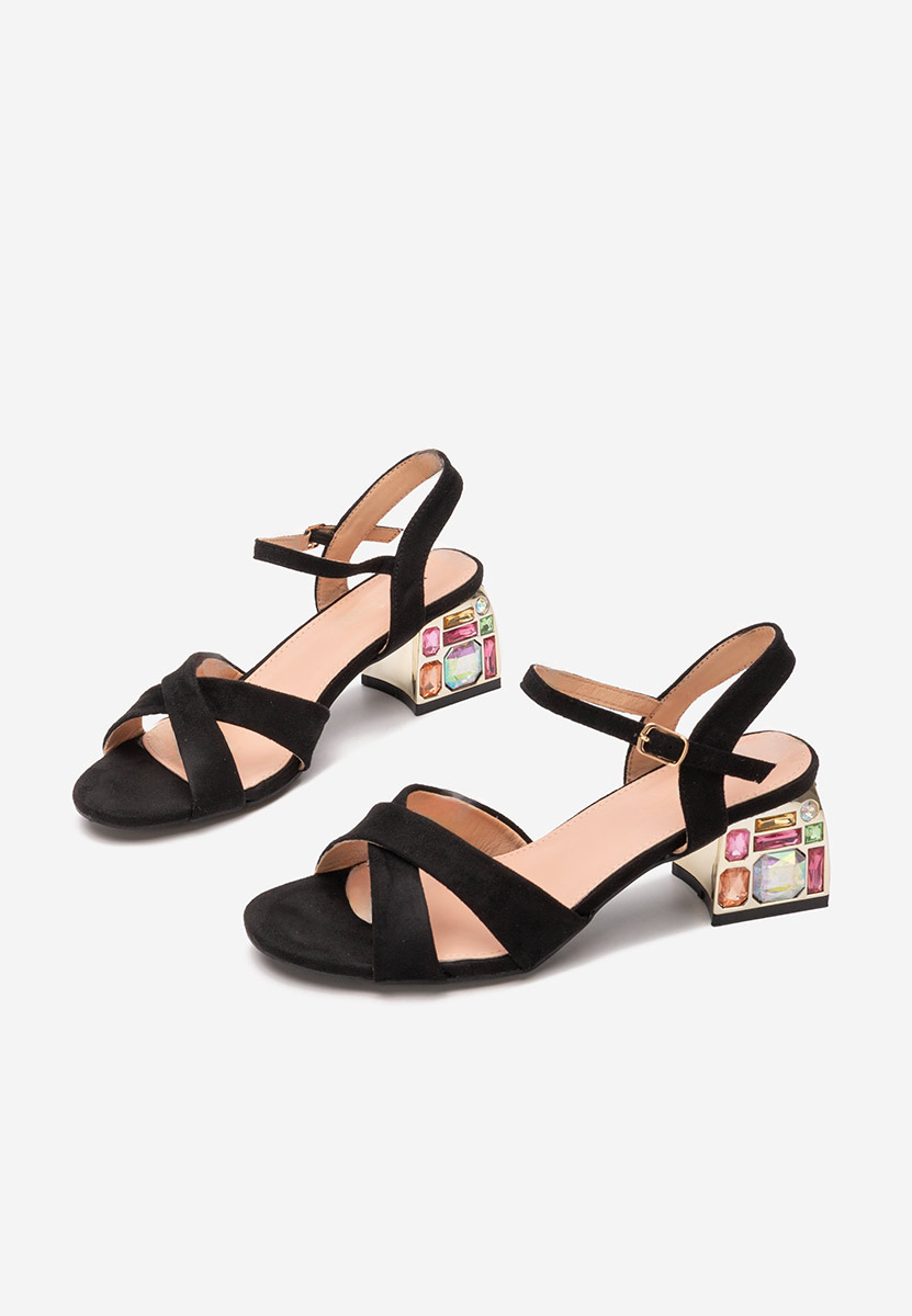 Sandale cu toc gros Susia negre
