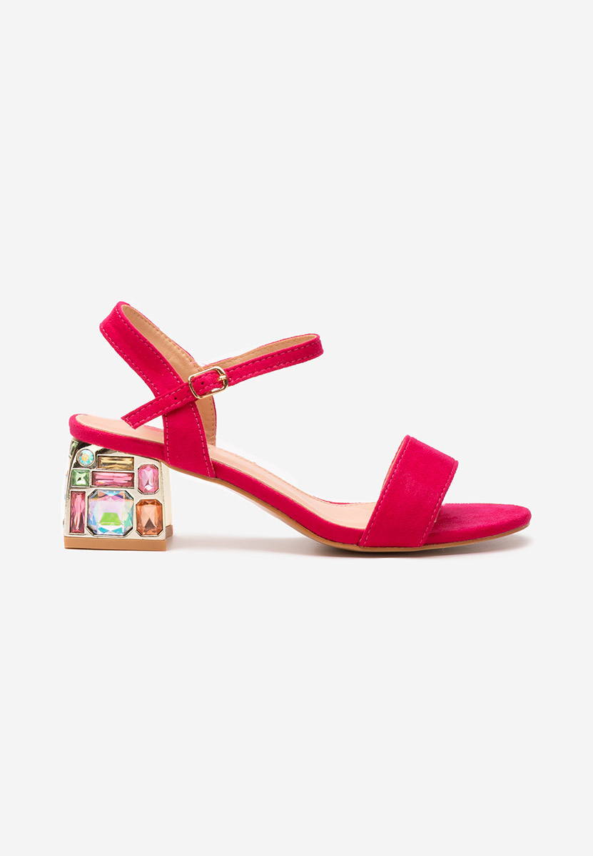 Sandale cu toc gros Adreena fucsia