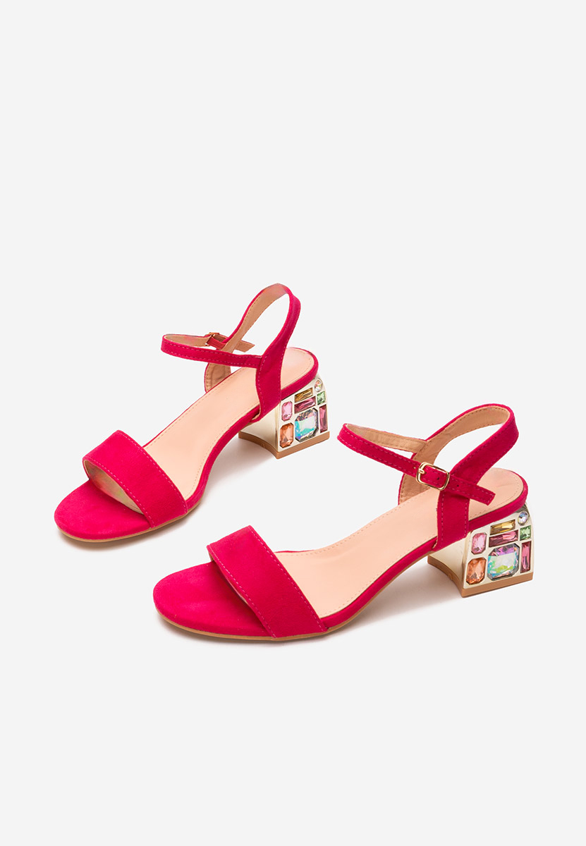Sandale cu toc gros Adreena fucsia