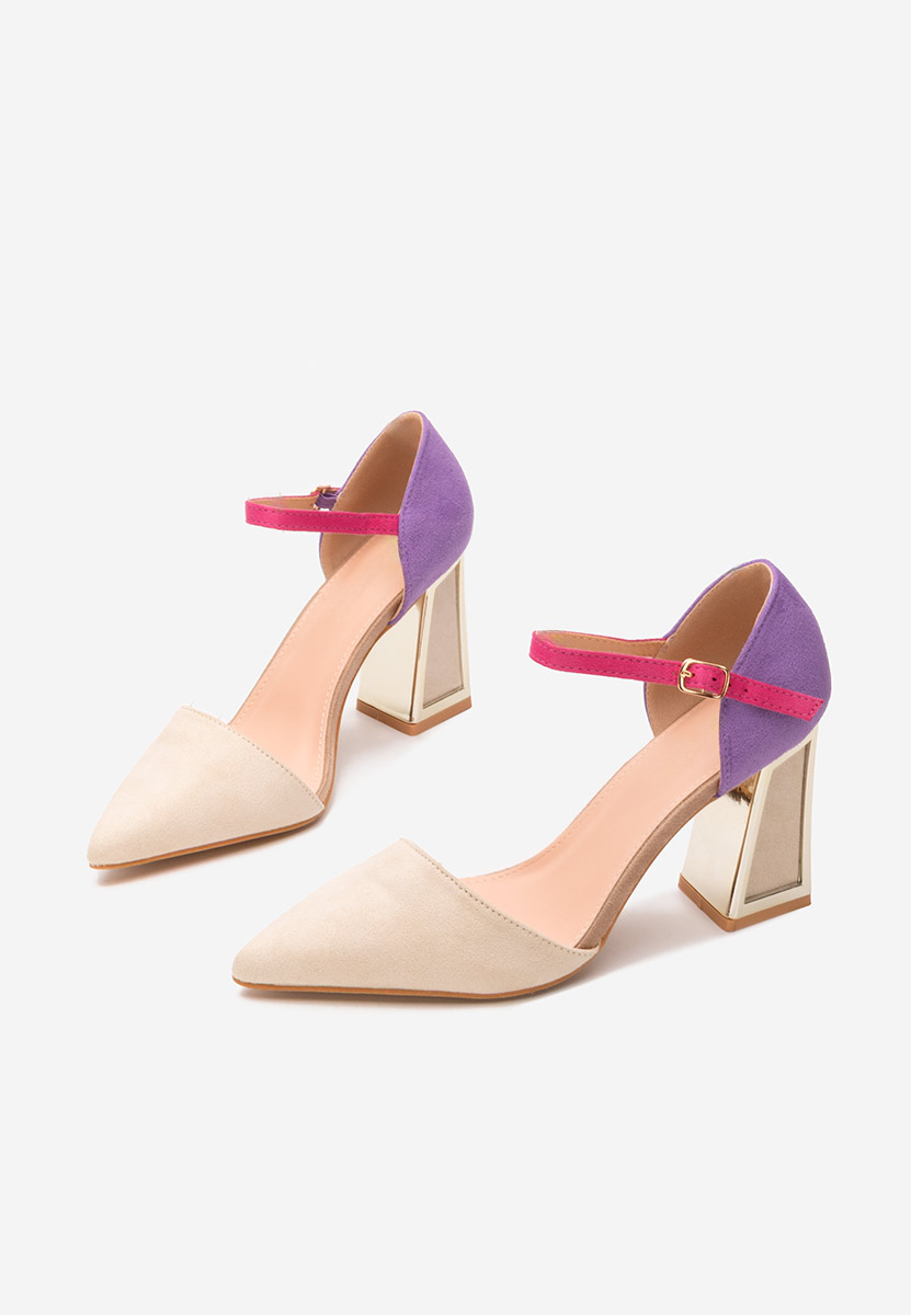 Pantofi cu toc gros Vivio bej