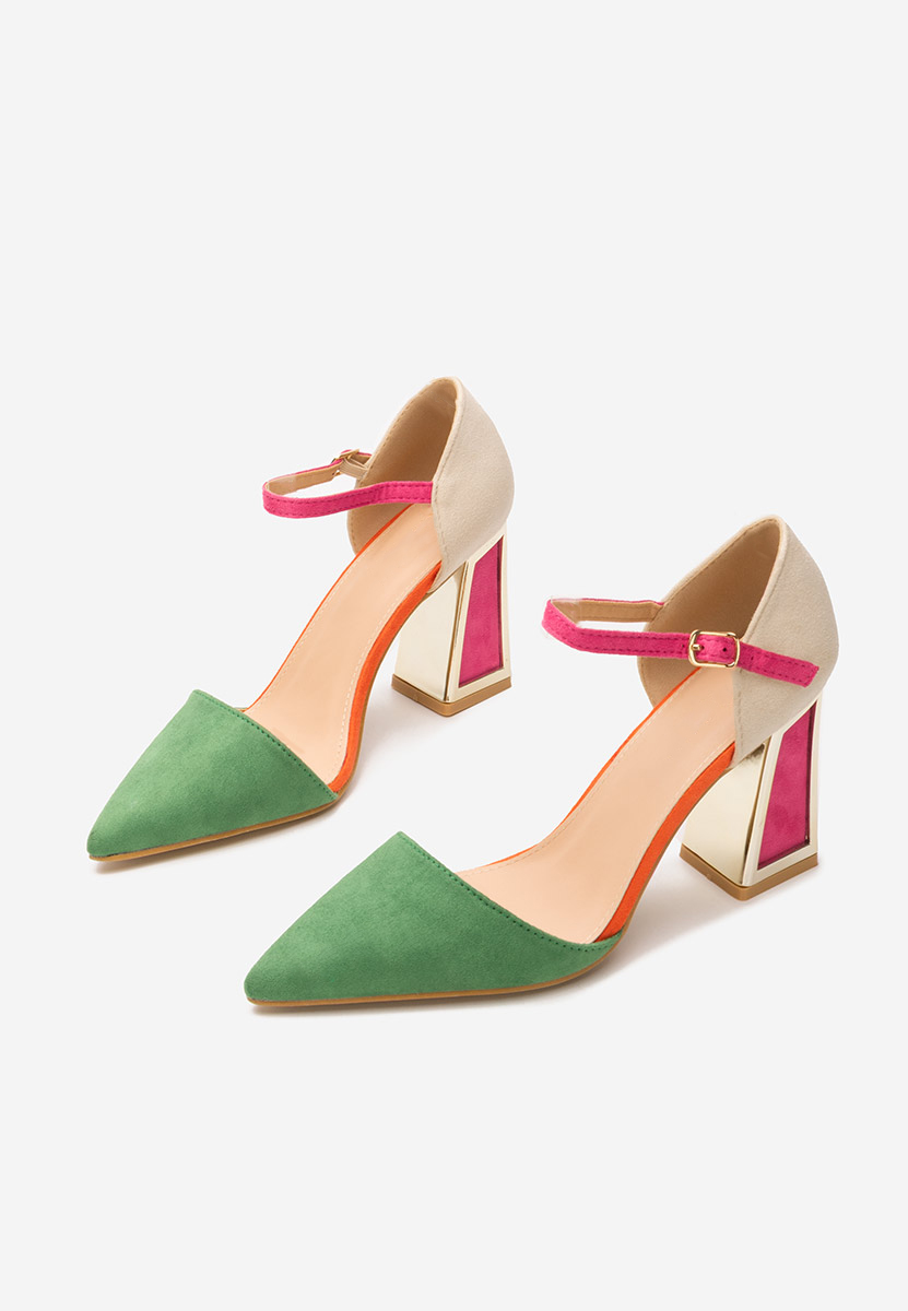 Pantofi cu toc gros Vivio multicolori