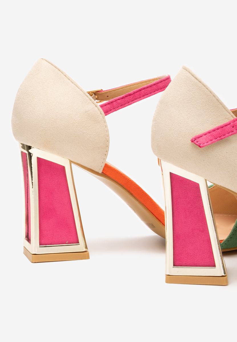 Pantofi cu toc gros Vivio multicolori