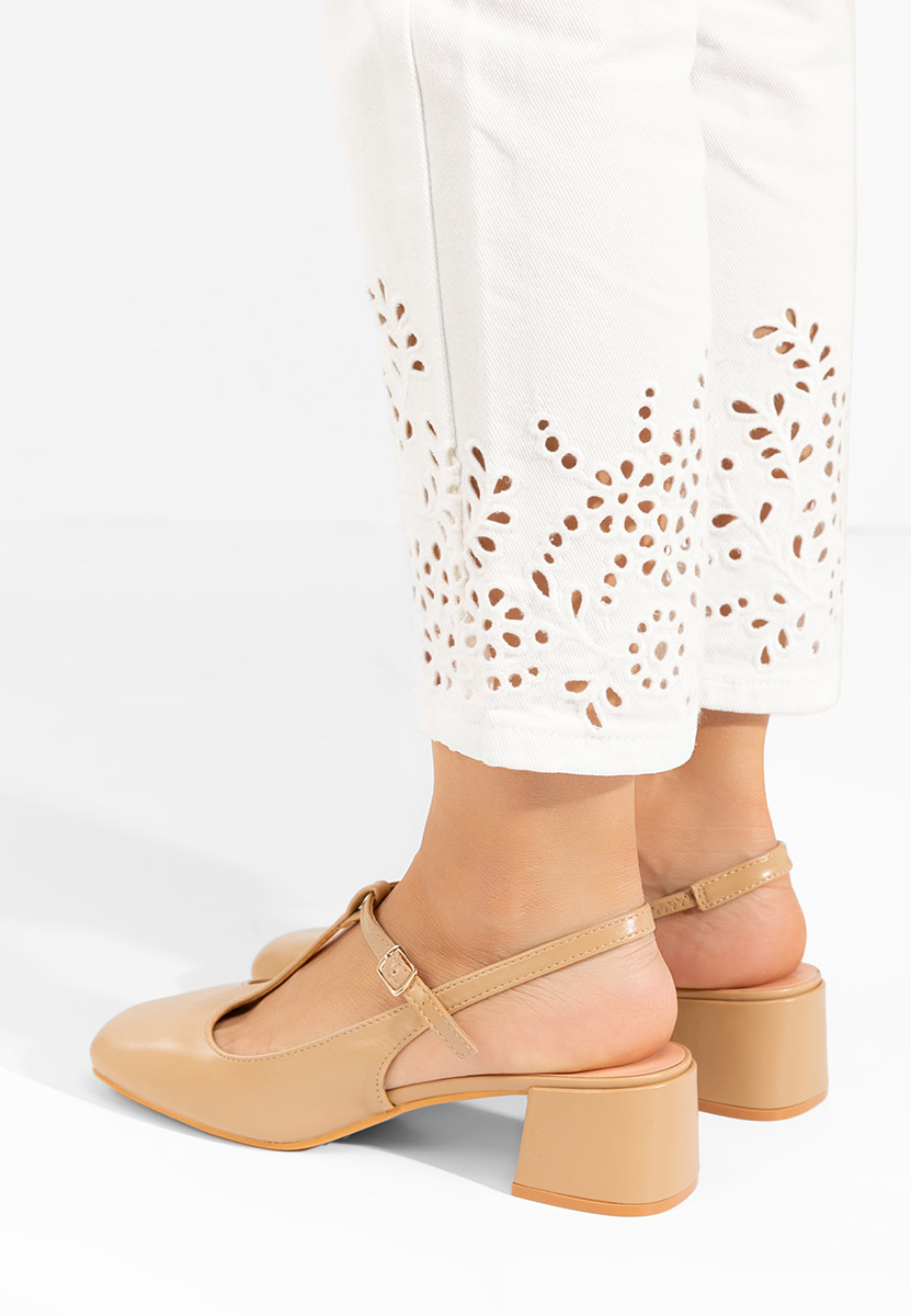 Pantofi cu toc gros Beatrina V2 kaki