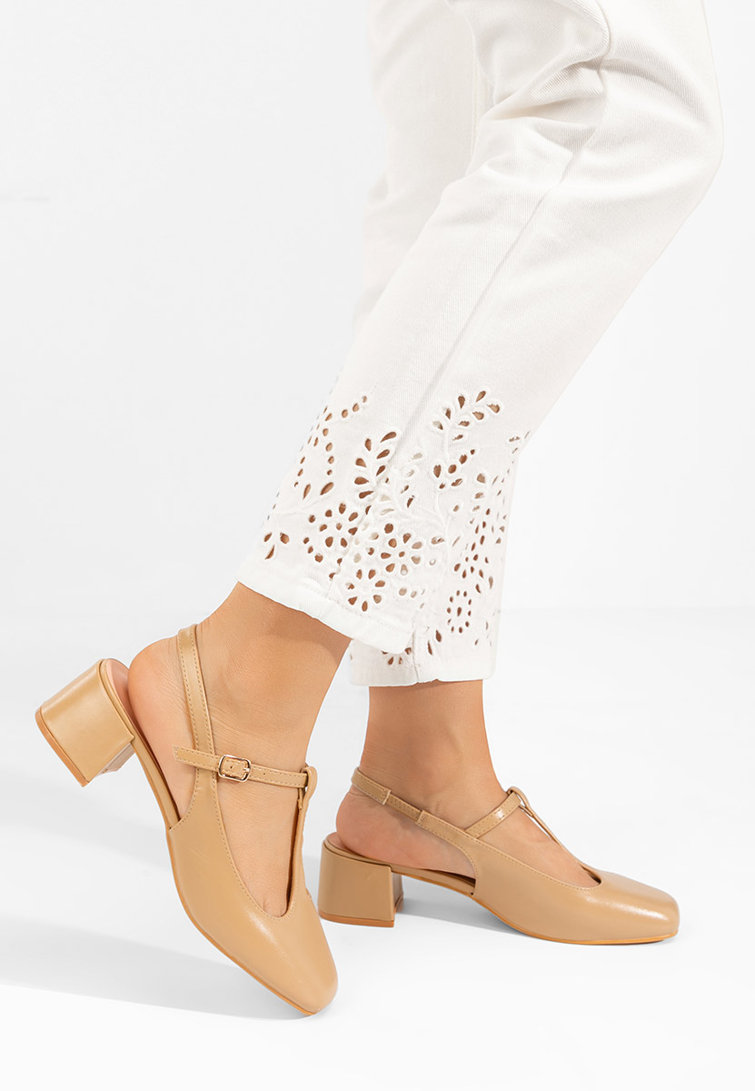 Pantofi cu toc gros Beatrina V2 kaki