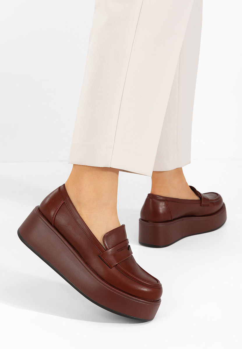 Mocasini cu platforma Minky grena