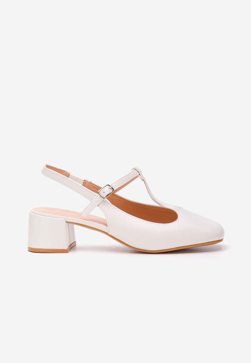 Pantofi cu toc gros Beatrina V2 albi