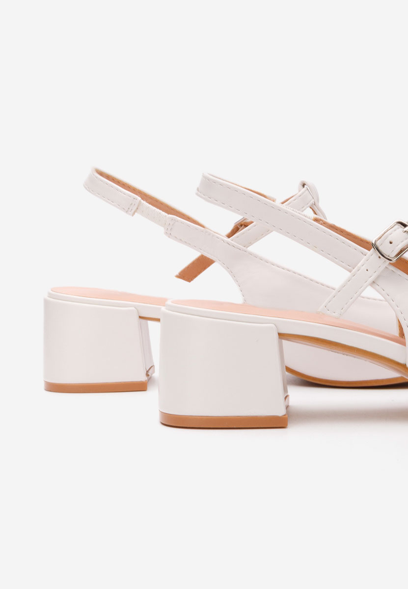 Pantofi cu toc gros Beatrina V2 albi