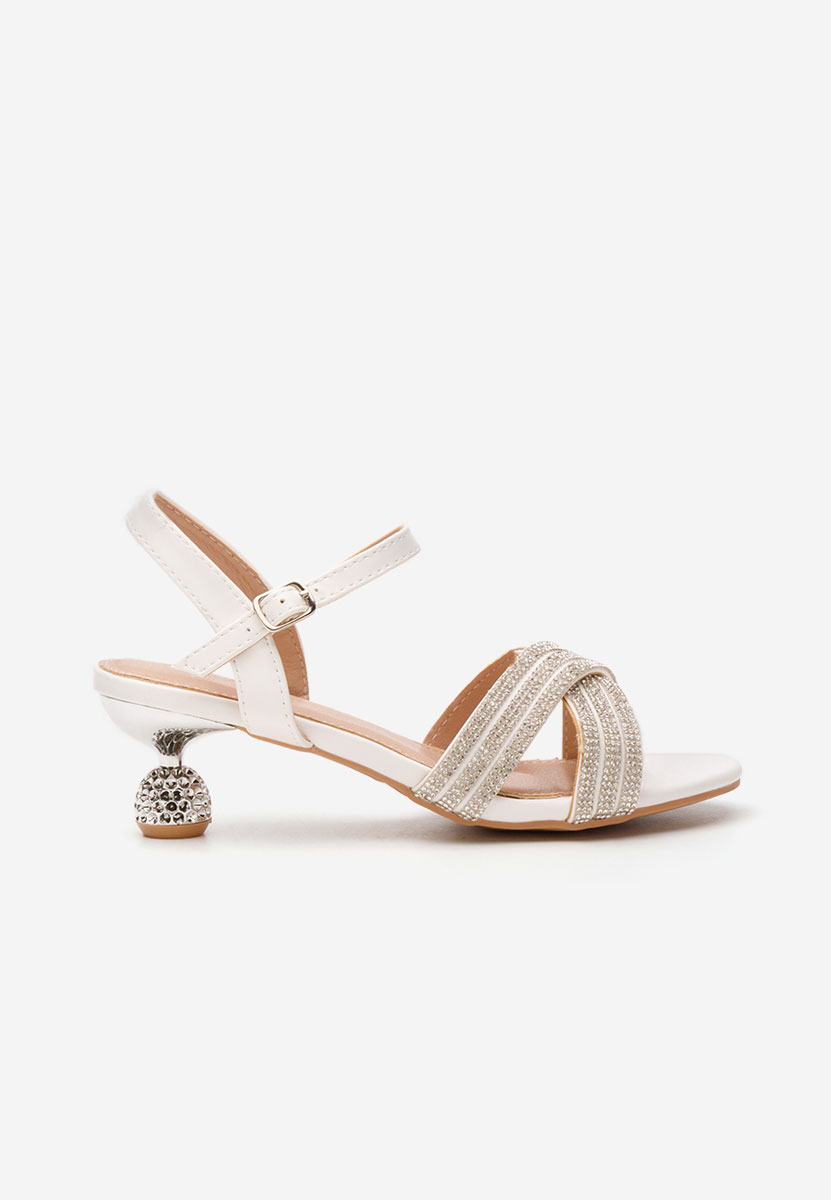 Sandale fete Diamonds albe