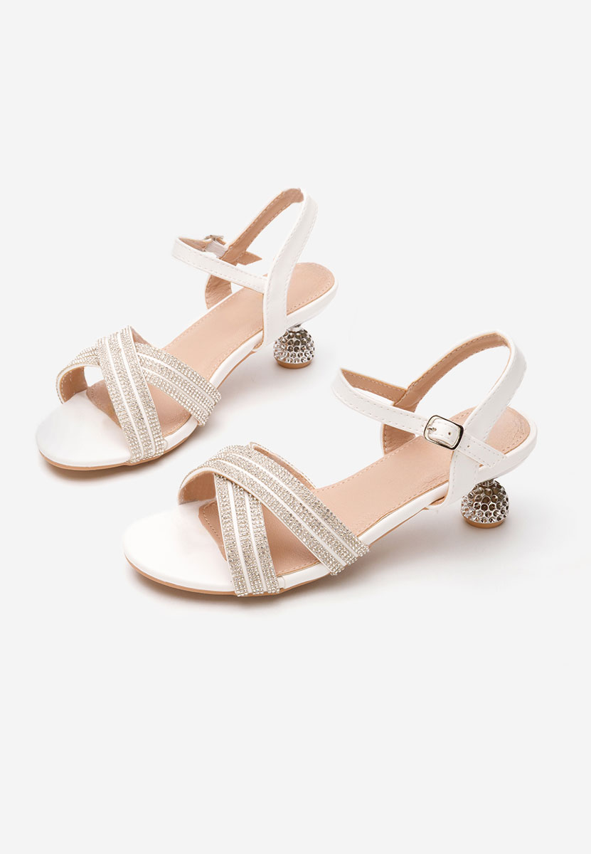 Sandale fete Diamonds albe