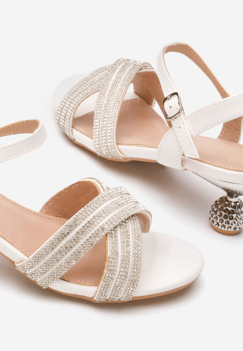 Sandale fete Diamonds albe