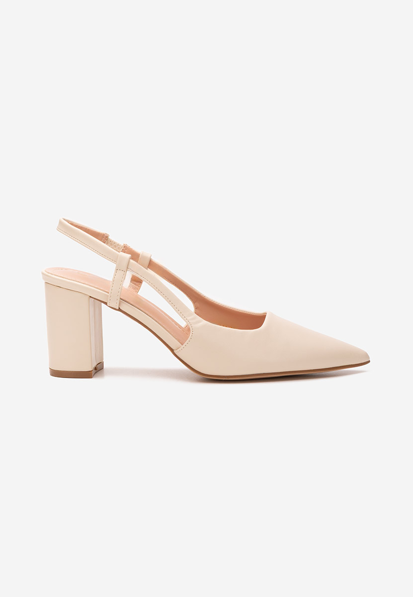 Pantofi cu toc gros Barria bej