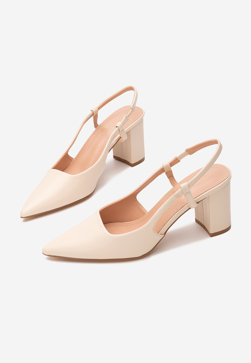 Pantofi cu toc gros Barria bej