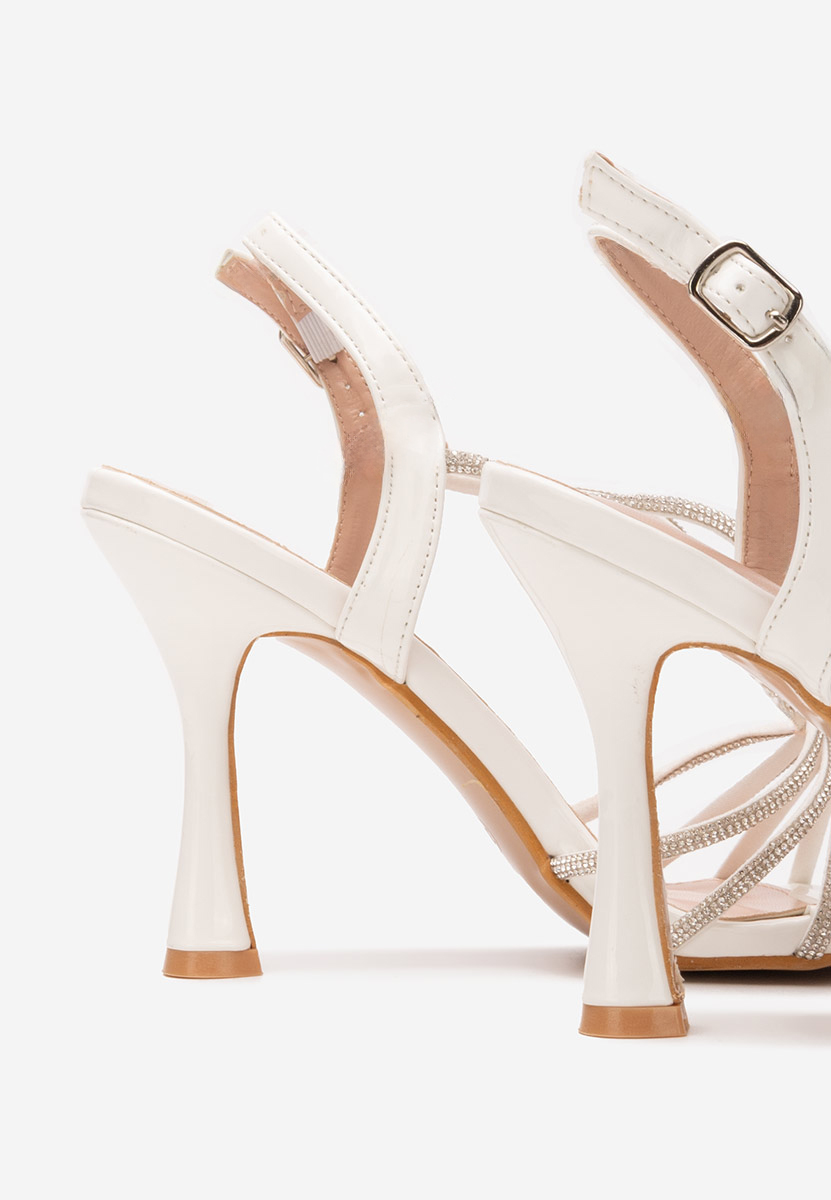 Sandale elegante cu toc Madea albe