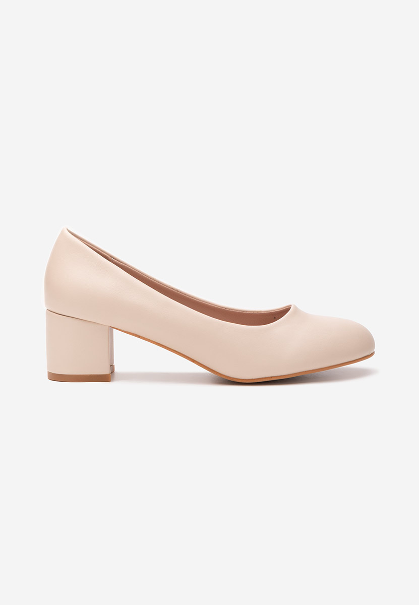 Pantofi cu toc gros Darcela bej