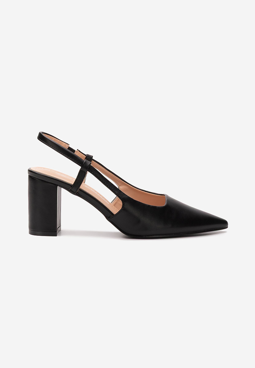 Pantofi cu toc gros Barria negri