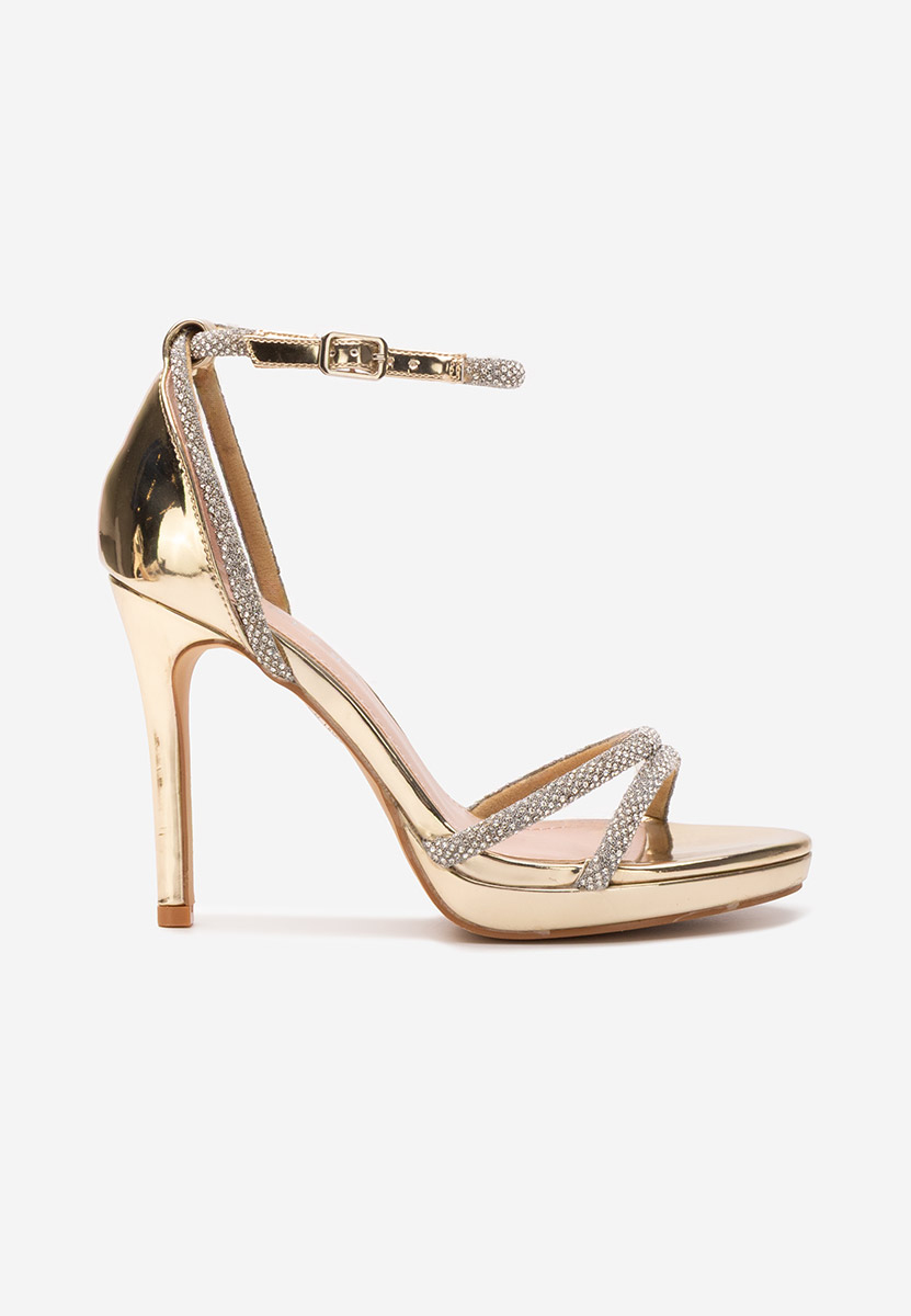 Sandale elegante cu toc Majorie aurii